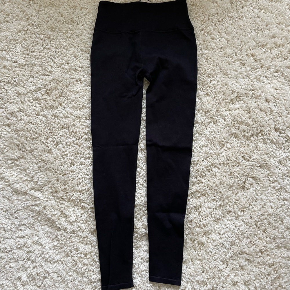 Fabletics Ribbed Black Tie-Up Leggings